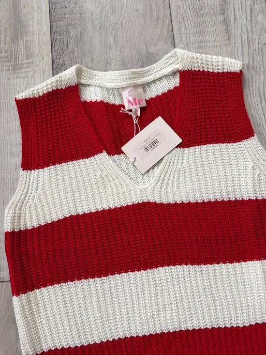 NWT SoMe Rane Red & White Striped Knit Sleeveless Vest size small - Picture 7 of 8